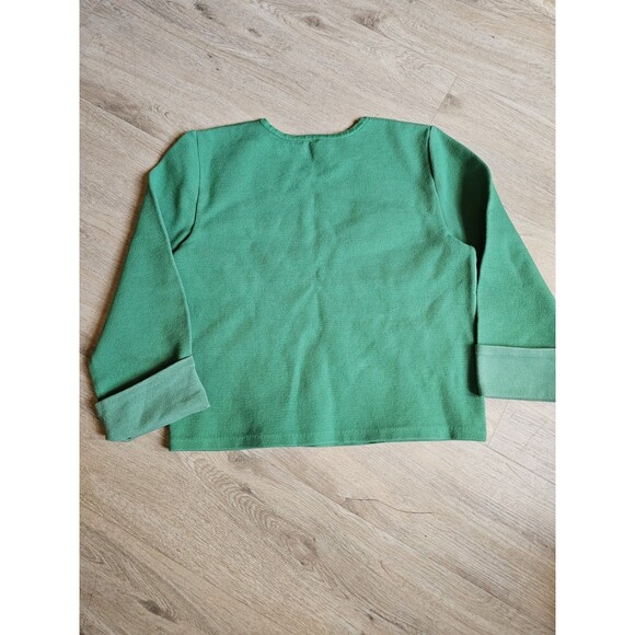 Moth by Antropologie Kelly Green Floral Embossed Cuff Sleeve Cropped Sweater M - Picture 8 of 8